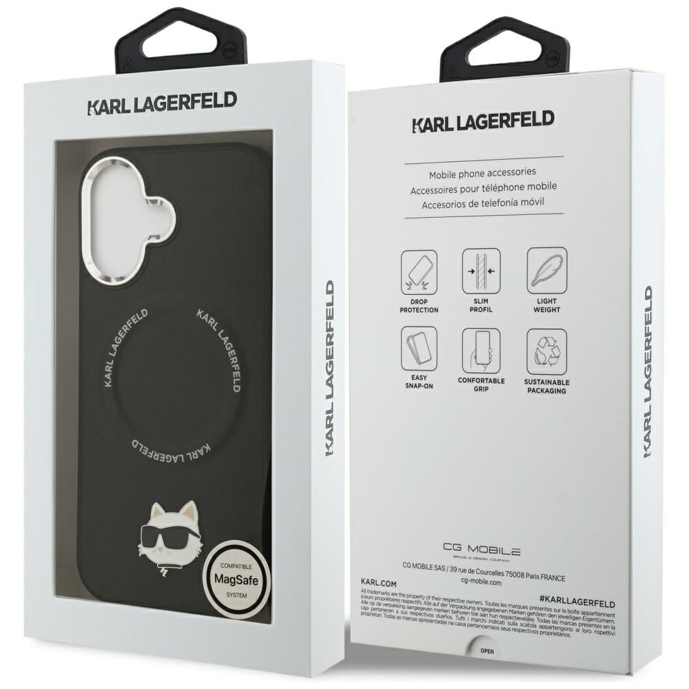 Karl Lagerfeld - Leather Choupette Pin MagSafe (KLHMP17SPSMLRCHK) - iPhone 17 - Black