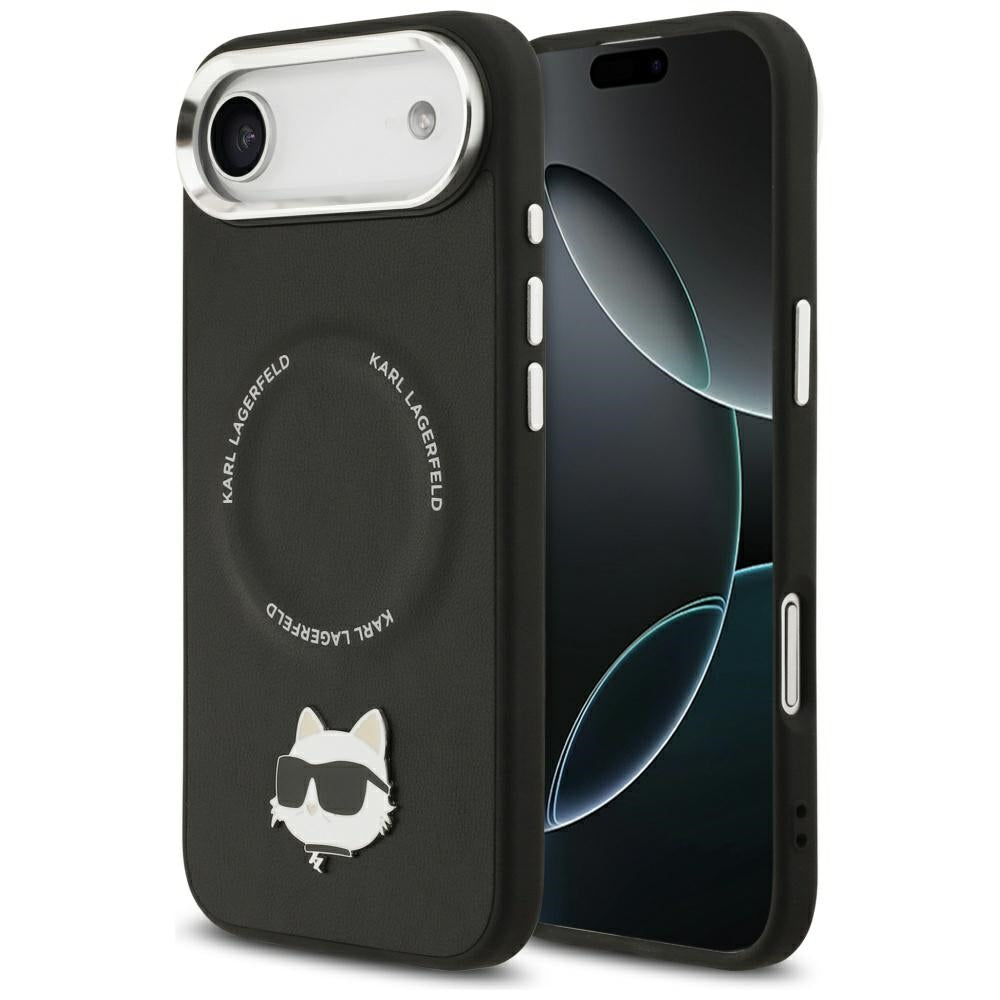 Karl Lagerfeld - Leather Choupette Pin MagSafe (KLHMP17MPSMLRCHK) - iPhone 17 Air - Black