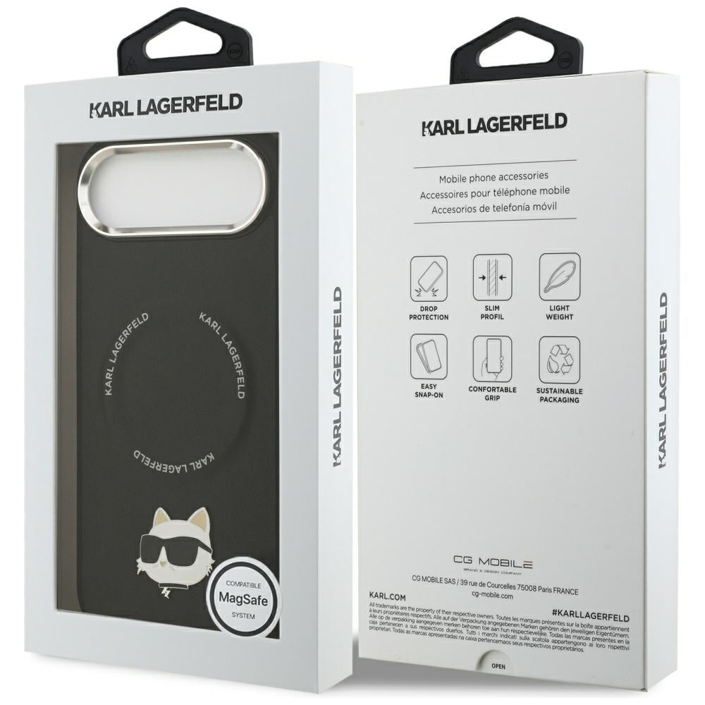 Karl Lagerfeld - Leather Choupette Pin MagSafe (KLHMP17MPSMLRCHK) - iPhone 17 Air - Black