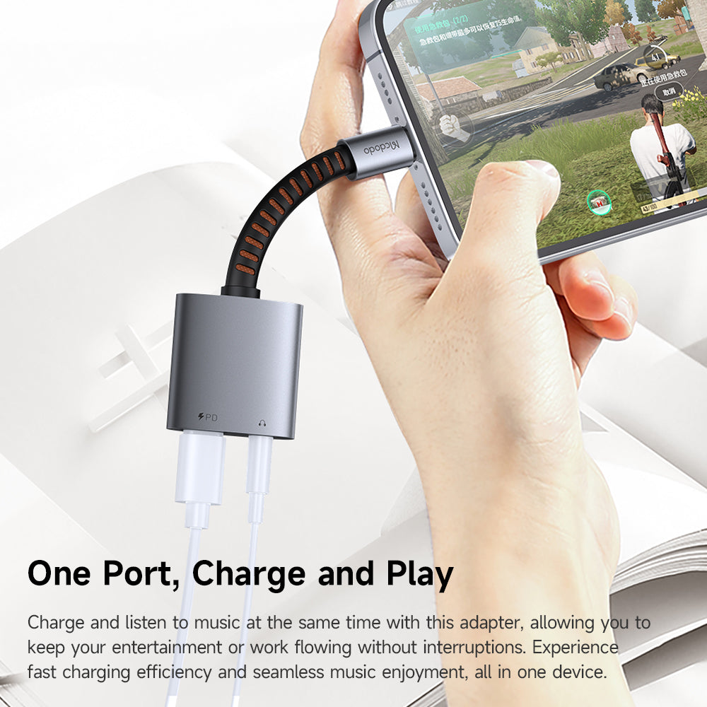 Mcdodo - Audio Adapter (CA-3120) - USB-C to USB-C & DC 3.5mm, PD60W, Premium Sound Quality, Aluminum Alloy/Nylon, 0.1m -