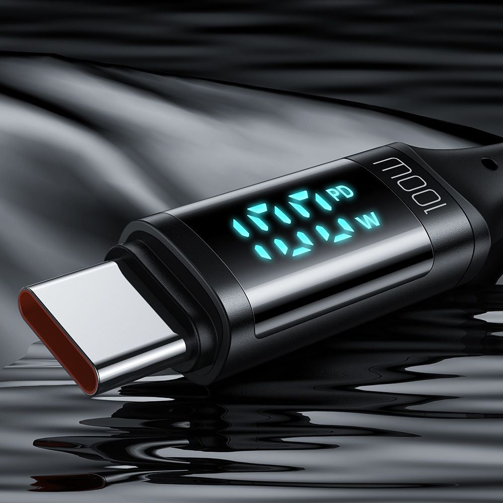 Mcdodo - Data Cable (CA-1100) - Type-C to Type-C, with Digital Display, Nylon Braided, Aluminum Alloy, 100W, 1.2m - Blac