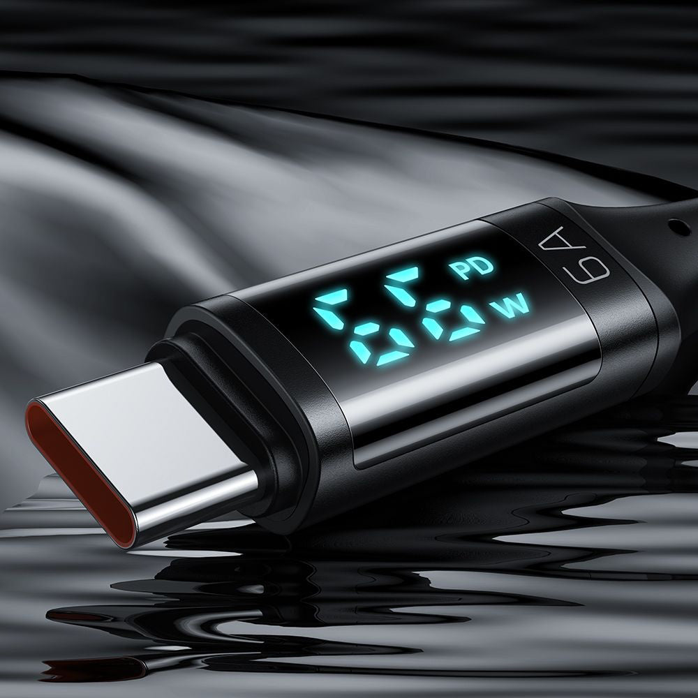 Mcdodo - Data Cable (CA-1080) - USB 2.0 to Type-C, with Digital Display, Nylon Braided, Aluminum Alloy, 6A, 1.2m - Black