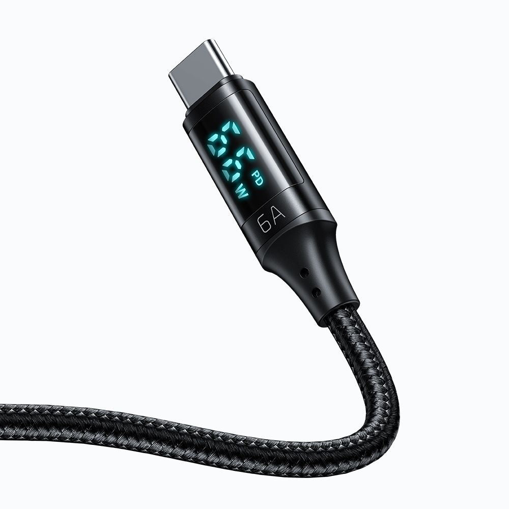 Mcdodo - Data Cable (CA-1080) - USB 2.0 to Type-C, with Digital Display, Nylon Braided, Aluminum Alloy, 6A, 1.2m - Black