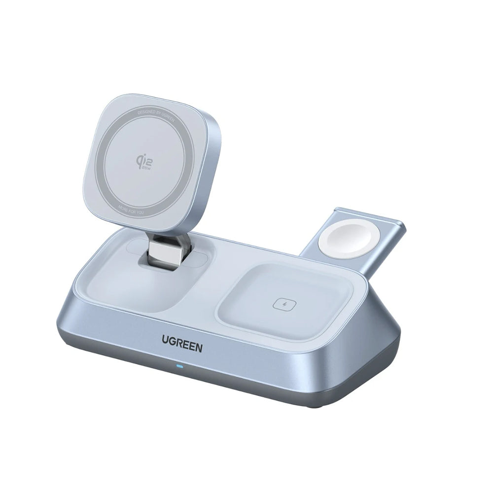 Ugreen - Wireless Charging Station W711 - MagSafe, Fast Charging, Qi2, for iPhone, AirPods, Apple Watch, 25W - Blue