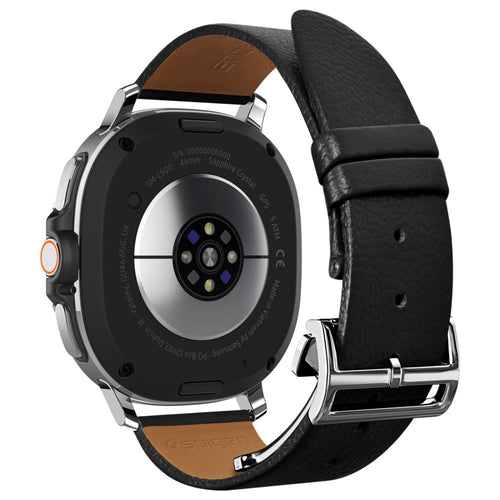 Spigen - Enzo (AMP10119) - Samsung Galaxy Watch8 40mm/Watch8 44mm/Watch8 Classic, Genuine Goat Leather - Black