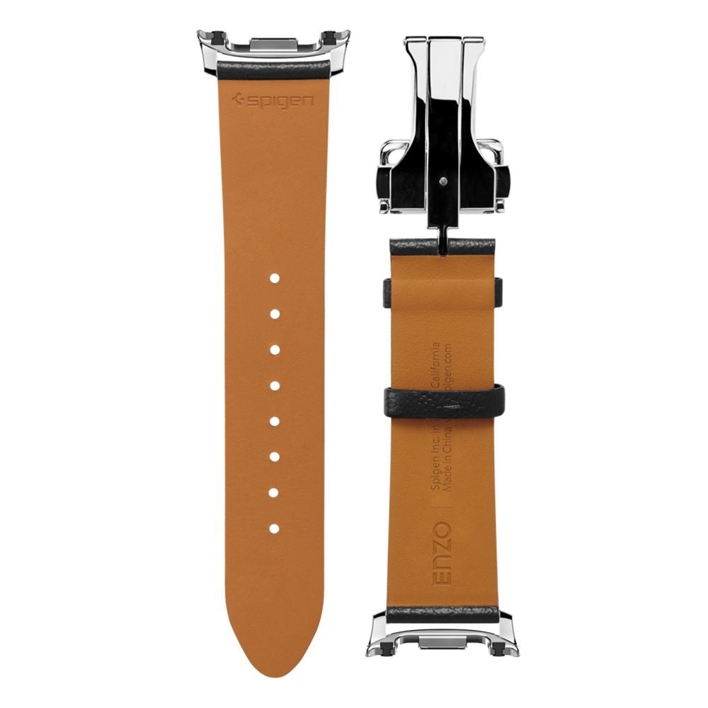 Spigen - Enzo (AMP10119) - Samsung Galaxy Watch8 40mm/Watch8 44mm/Watch8 Classic, Genuine Goat Leather - Black