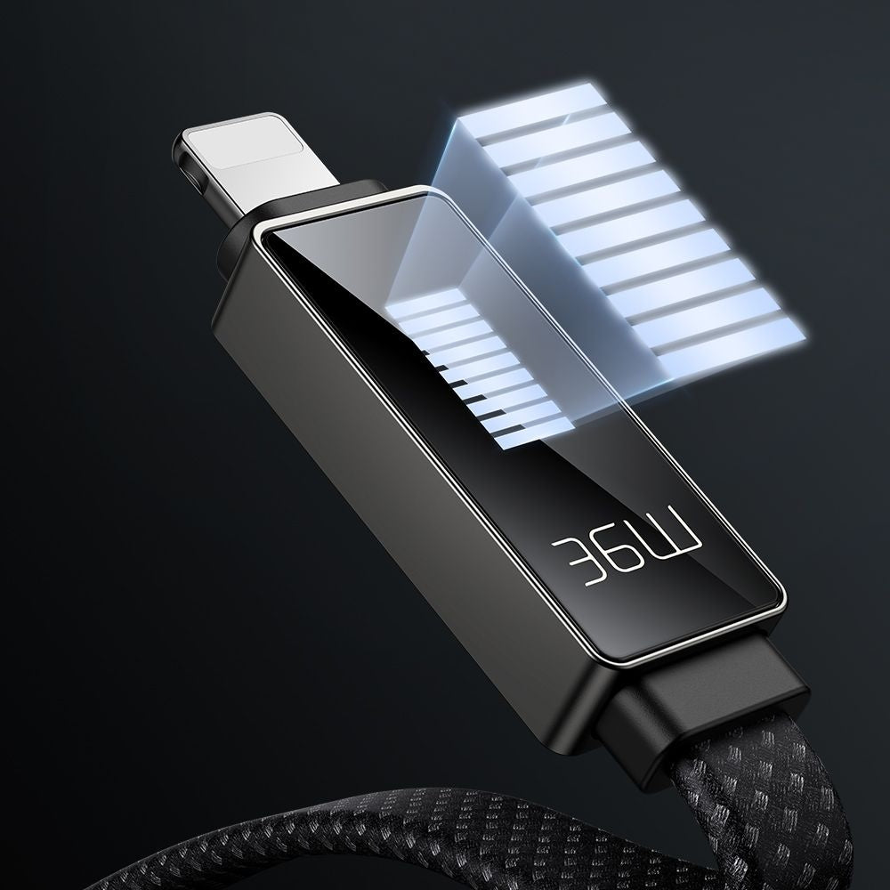 Mcdodo - Data Cable Rythm Series (CA-4960) - Type-C to Lightning, 36W, LED Display, Fast Charging, 1.2m - Black