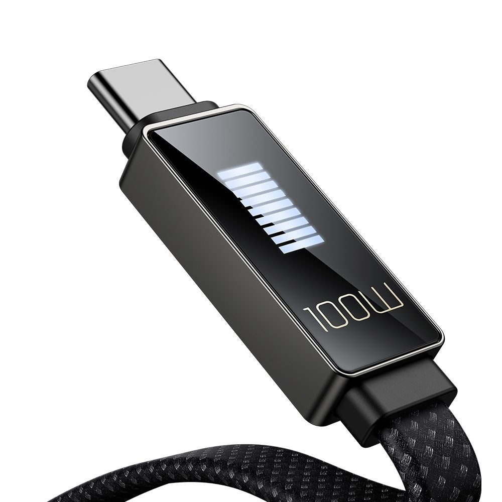 Mcdodo - Data Cable Rythm Series (CA-4470) - Type-C to Type-C, 100W, LED Display, PD Fast Charging, 1.2m - Black