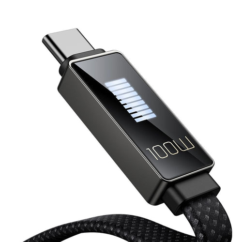 Mcdodo - Data Cable Rythm Series (CA-4470) - Type-C to Type-C, 100W, LED Display, PD Fast Charging, 1.2m - Black