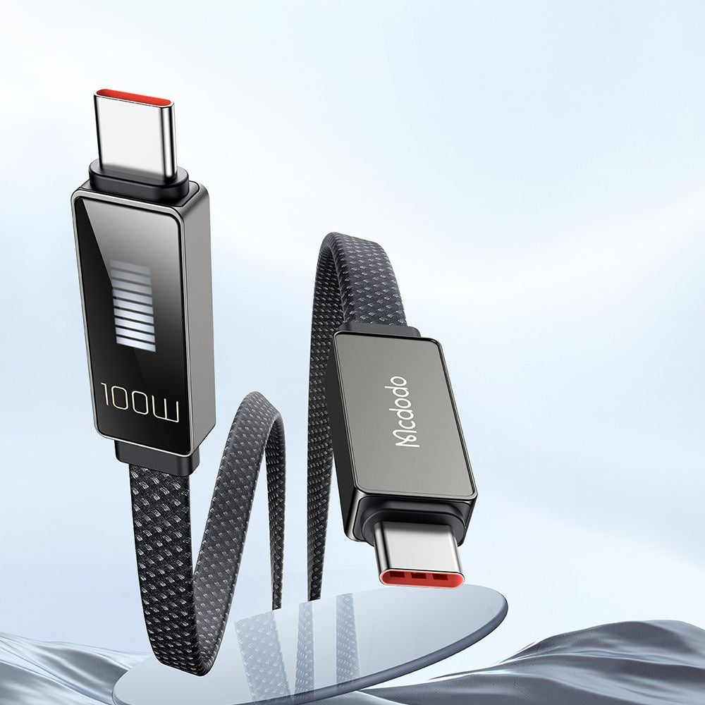 Mcdodo - Data Cable Rythm Series (CA-4470) - Type-C to Type-C, 100W, LED Display, PD Fast Charging, 1.2m - Black