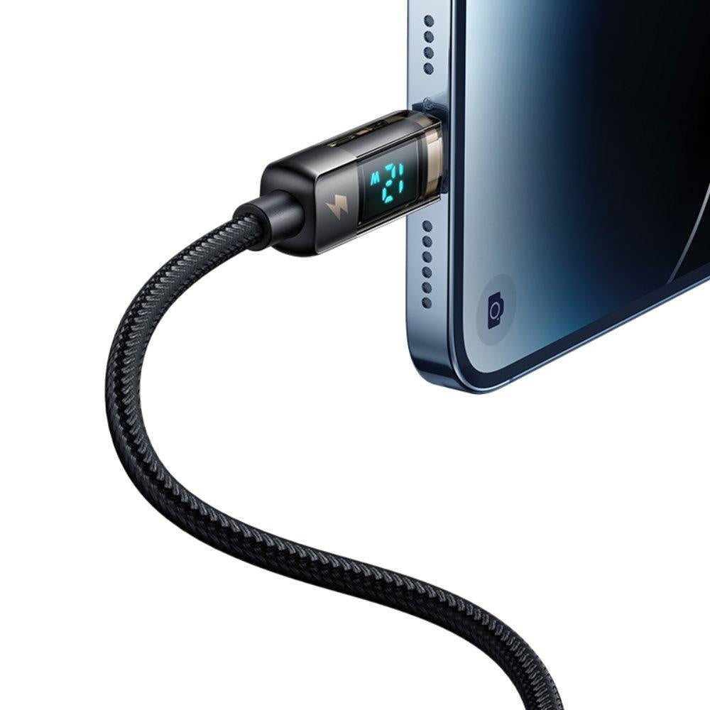 Mcdodo - Data Cable (CA-3620) - USB-A to Lightning, 3A, Digital Display, Auto Power Off, Transparent Design, 1.2m - Blac