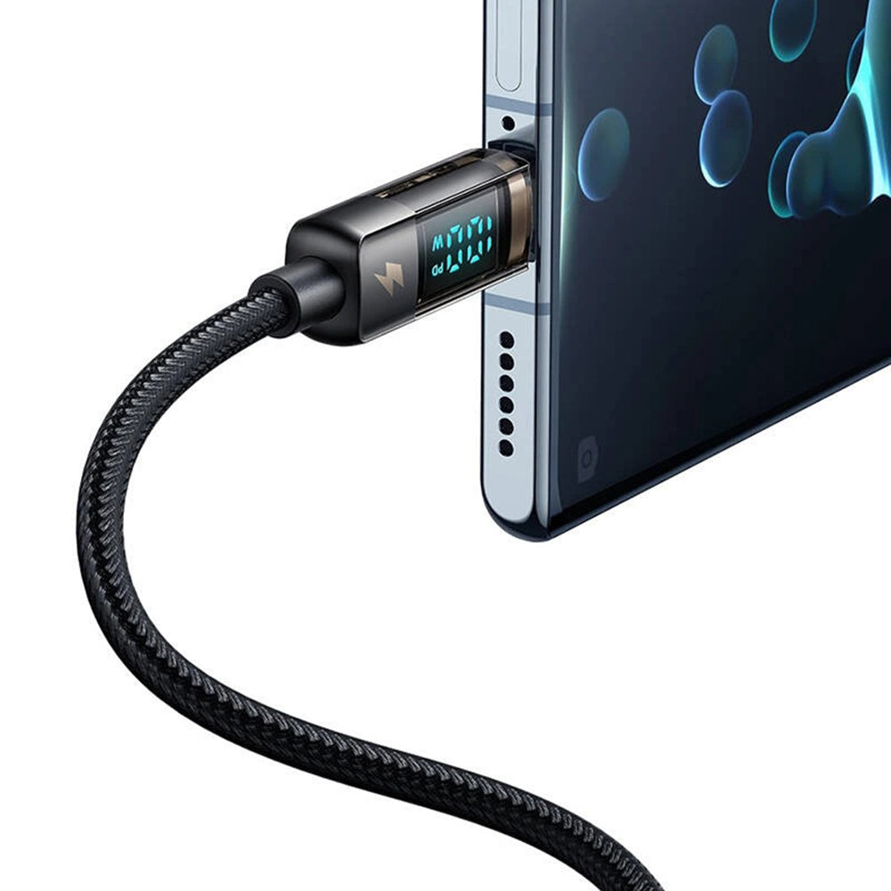 Mcdodo - Data Cable (CA-3630) - Type-C to USB-A, 6A Digital Display, Auto Power Off, Transparent Design, 1.2m - Black