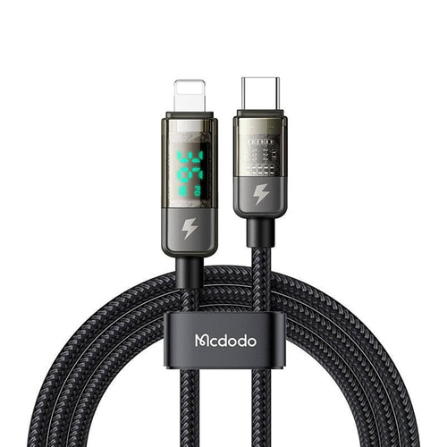 Mcdodo - Data Cable (CA-3600) - Type-C to Lightning, 36W, Digital Display, Auto Power Off, Transparent Design, 1.2m - Bl