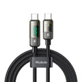 Mcdodo - Data Cable (CA-3610) - Type-C to Type-C, 100W, Digital Display, Auto Power Off, Transparent Design, 1.2m - Blac