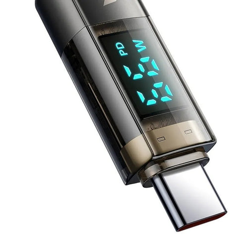 Mcdodo - Data Cable (CA-3610) - Type-C to Type-C, 100W, Digital Display, Auto Power Off, Transparent Design, 1.2m - Blac