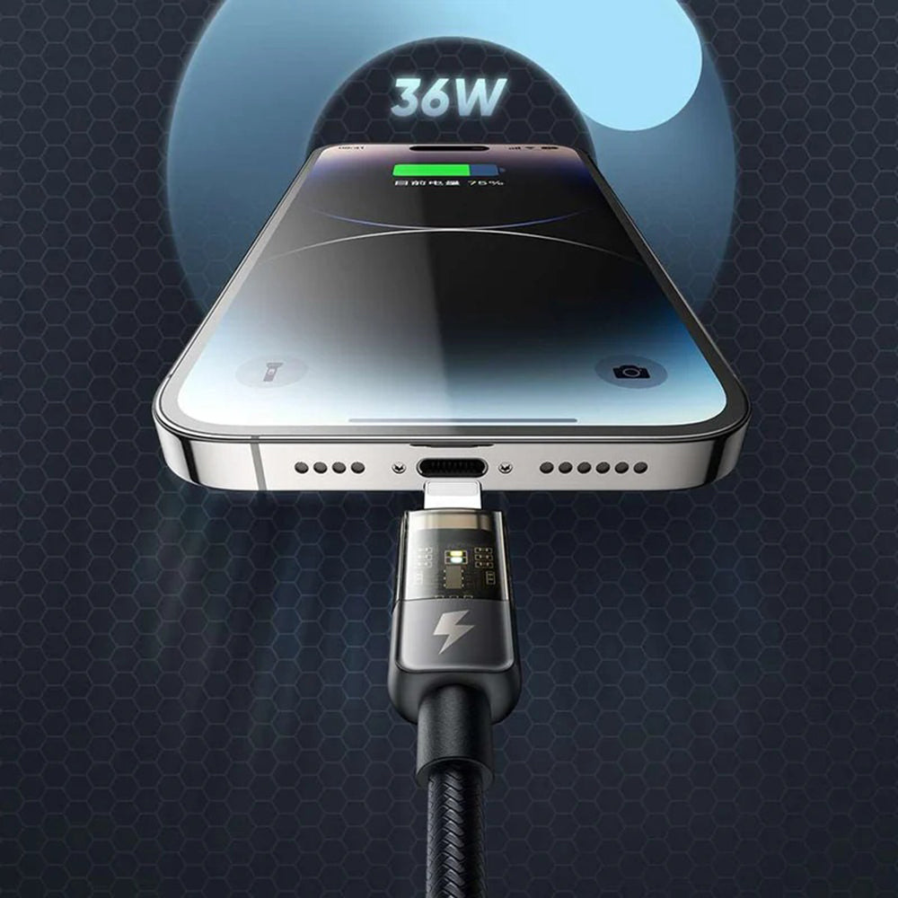 Mcdodo - Data Cable (CA-3140) - USB-A to Lightning, 3A, Transparent Design, Auto Power Off, 1.2m - Black