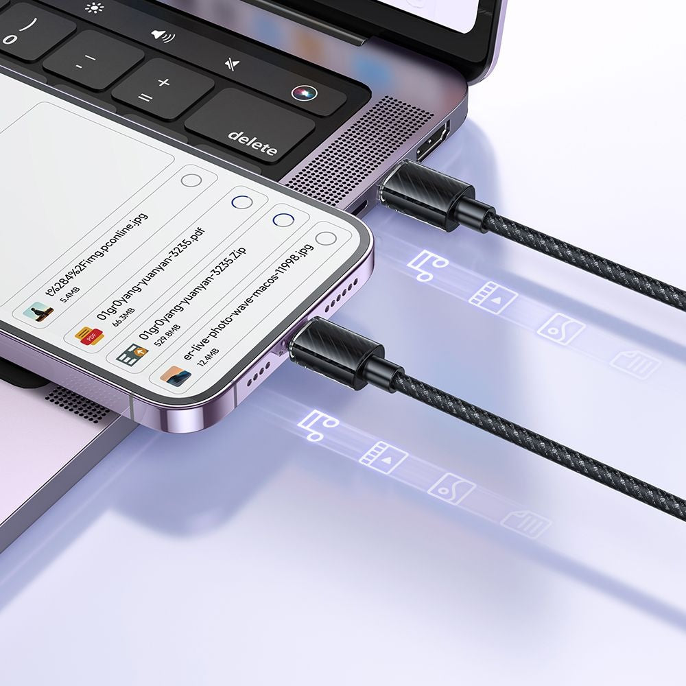Mcdodo - Data Cable (CA-3660) - Type-C to Lightning, Transparent Design, 36W, 1.2m - Black