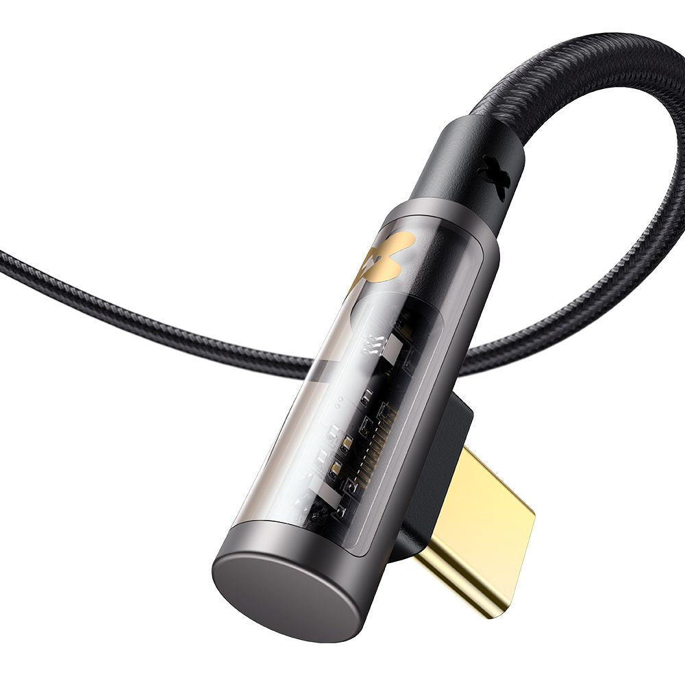 Mcdodo - Data Cable (CA-3380) - USB-C to USB-A, 90 Degree Design, 6A, Transparent Design, 1.2m - Black