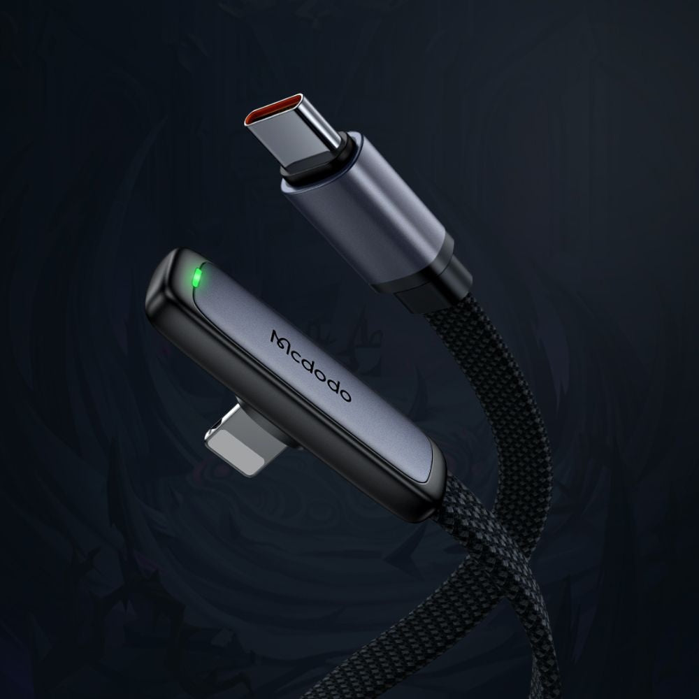 Mcdodo - Data Cable (CA-3350) - Type-C to Lightning, 90 Degree Design, 36W, LED Indicator, 1.2m - Black