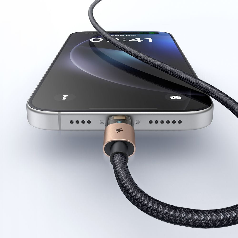Mcdodo - Data Cable (CA-6911) - with Charging Light, USB-A to Lightning, Transparent Cable, 3A, 1.2m - Desert Gold