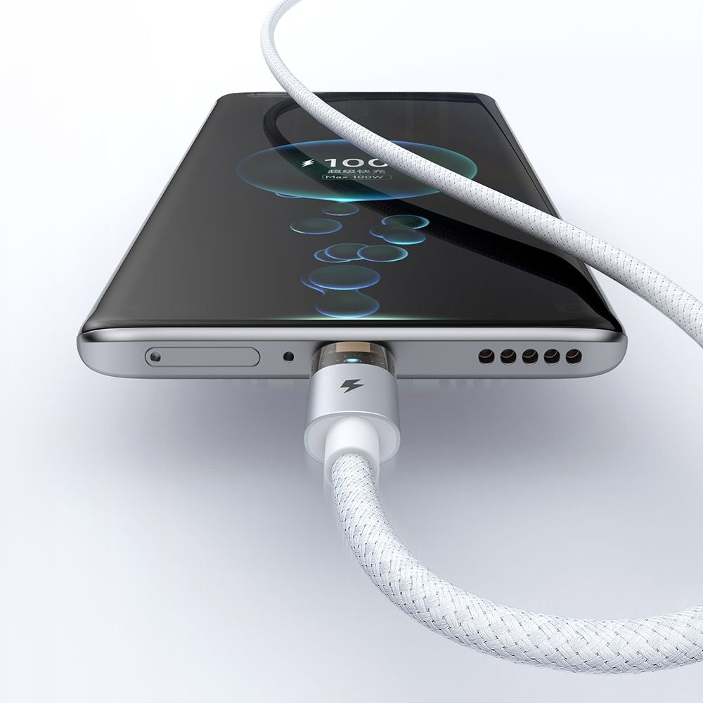 Mcdodo - Data Cable (CA-6892) - with Charging Light, USB-C to USB-A, Transparent Cable, 6A, 1.2m - White