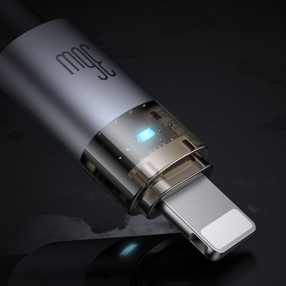 Mcdodo - Data Cable (CA-6940) - with Charging Light, USB-C to Lightning, Transparent Cable, 36W, 1.2m - Black