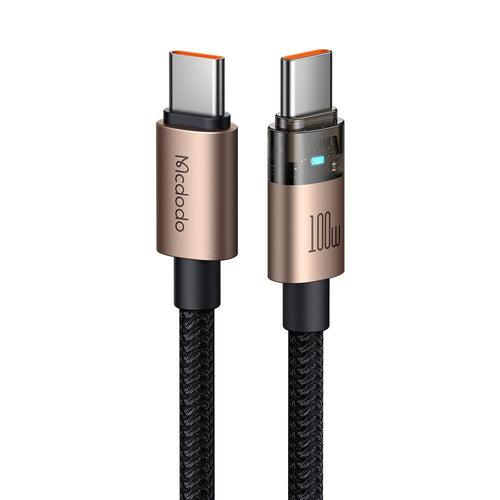 Mcdodo - Data Cable (CA-5581) - with Charging Light, USB-C to USB-C, Transparent Cable, 100W, 1.2m - Desert Gold