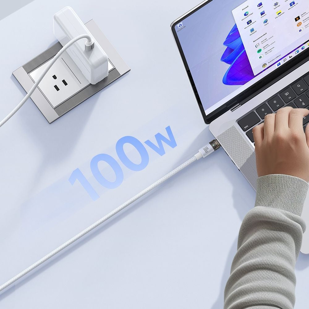 Mcdodo - Data Cable (CA-5582) - with Charging Light, USB-C to USB-C, Transparent Cable, 100W, 1.2m - White