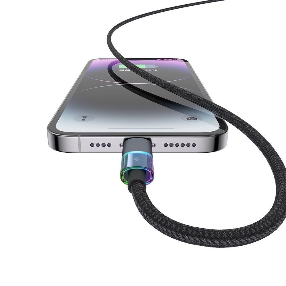 Mcdodo - Data Cable (CA-8190) - with 7 Colorful Lights, USB-C to Lightning, 36W, 3A, 1.2m - Black