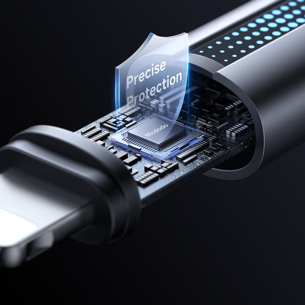 Mcdodo - Data Cable (CA-5710) - with Breathing Light, USB-C to Lightning, 36W, 3A, 1.2m - Black