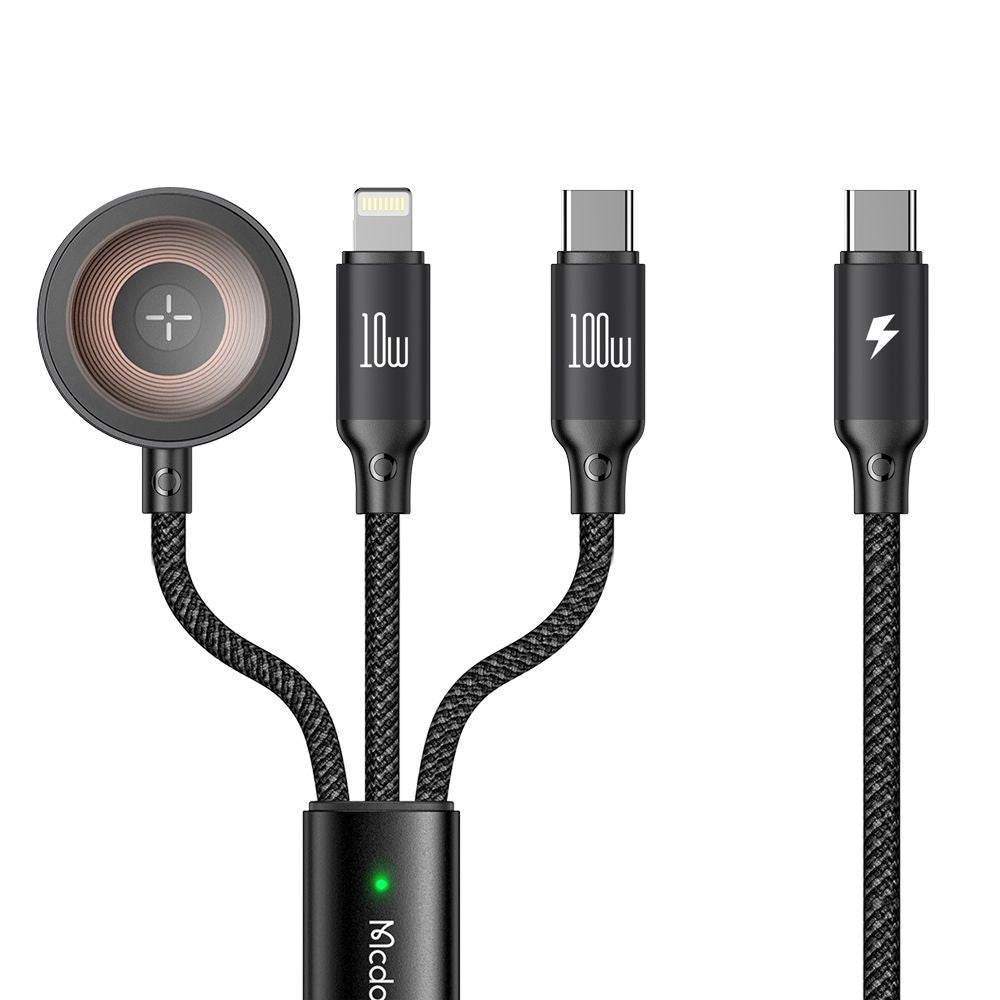 Cablu Mcdodo O Series (CA-4940), USB-C la Lightning/USB-C, 100W, 1.2m, Negru
