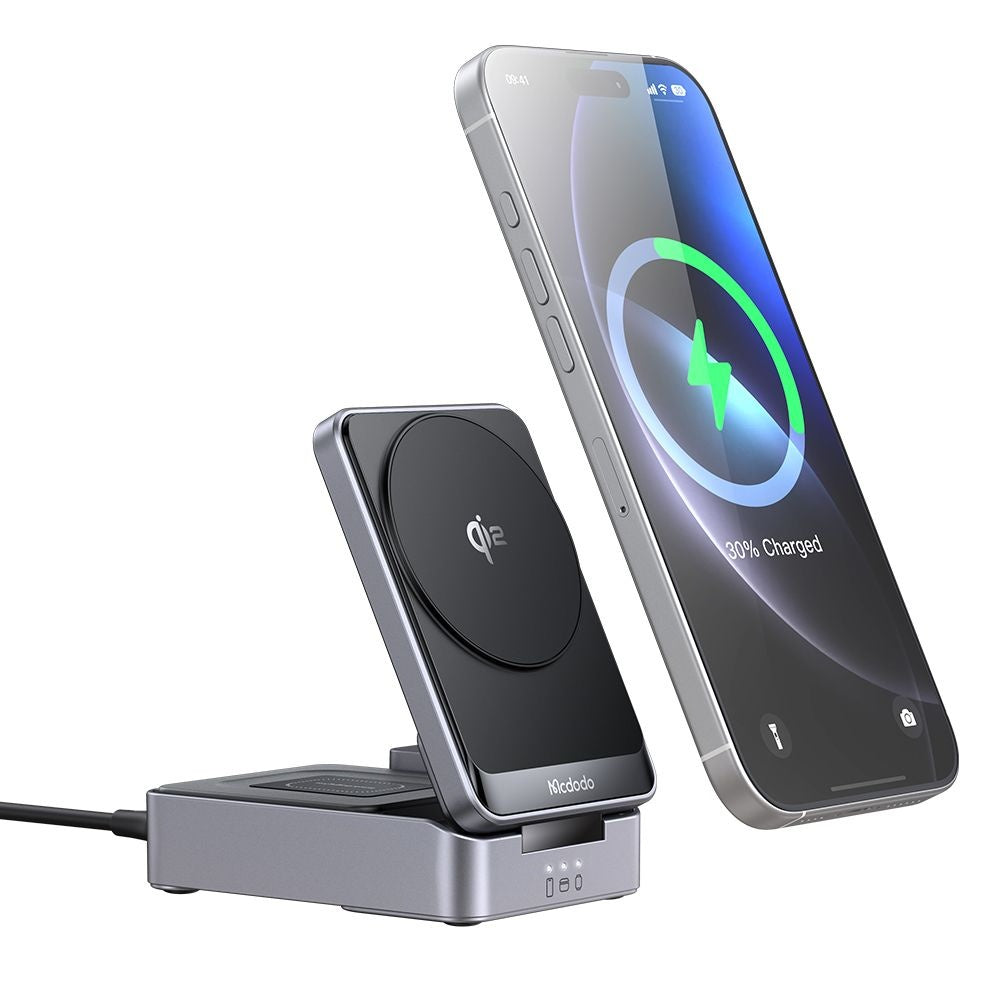 Mcdodo - Wireless Charging Station (CH-5192) - with Wall Charger + Type-C Cable, Qi2, 22.5W, MagQ - Grey
