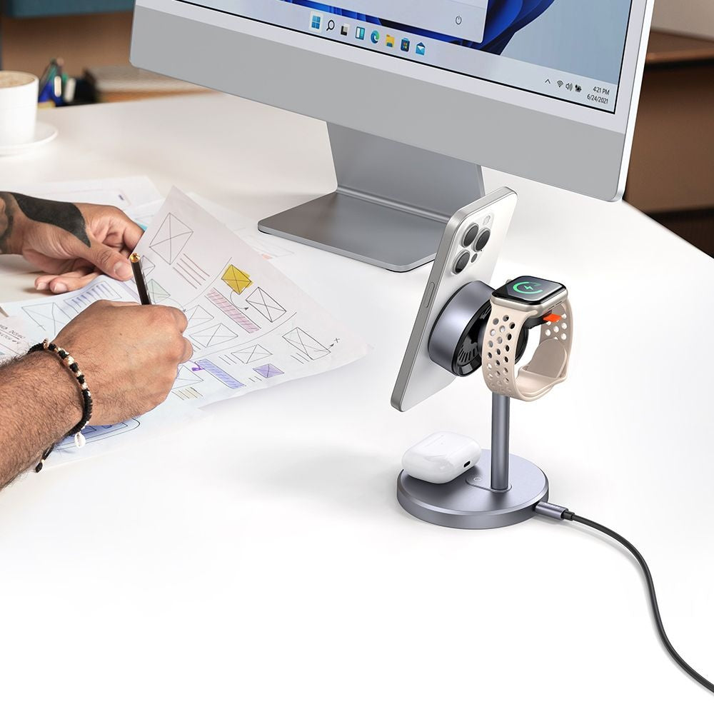 Mcdodo - Wireless Charging Station Black Swan Series (CH-2462) - with Wall Charger, Magnetic, for Apple, 22.5W, Qi2 - Bl
