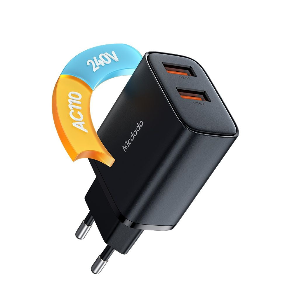 Incarcator Mcdodo (CH-5070), 2x USB-A, 12W, Fireproof, Negru