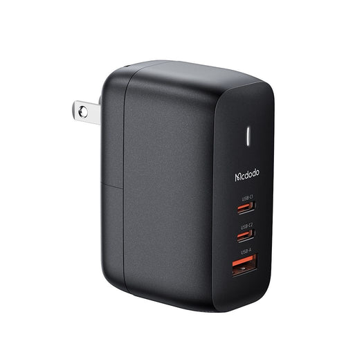 Mcdodo - Travel Adapter Mecha Series (CH-8442) - Cable Included, UK/US/EU Plugs, 65W, 2x Type-C, USB-A - Black