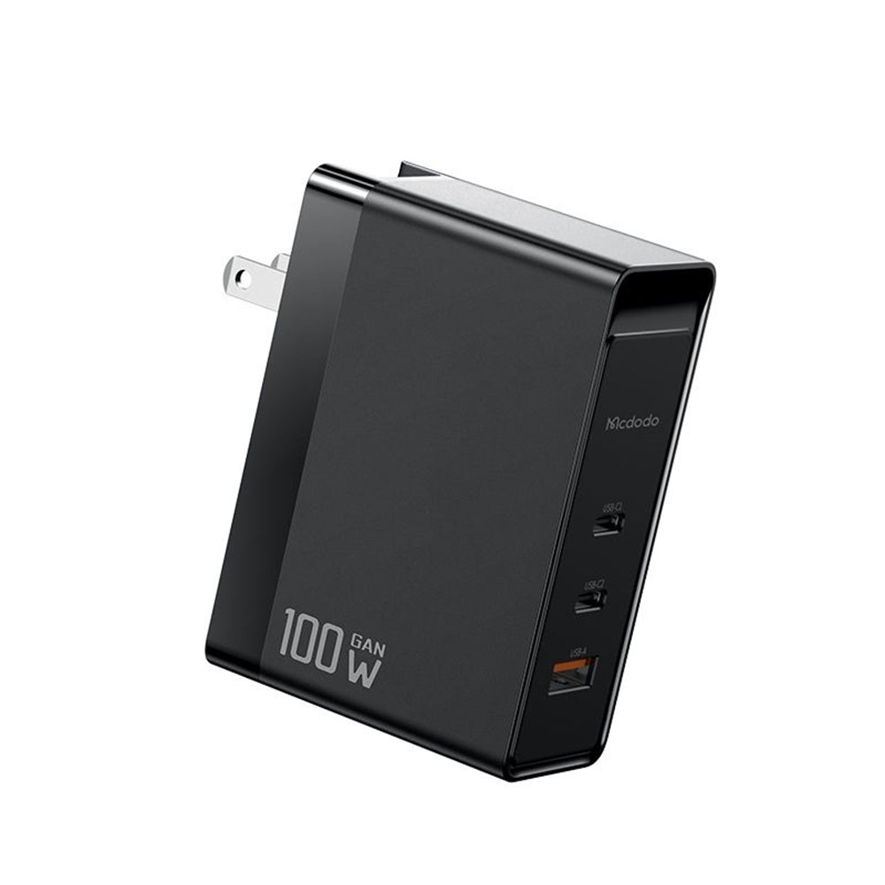 Mcdodo - Universal Travel Adapter Nuc AR Power Series (CH-8101 Pro) - UK/US/EU Plug, 2x Type-C, USB-A, 100W, GaN - Black