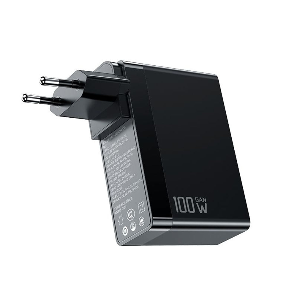 Mcdodo - Universal Travel Adapter Nuc AR Power Series (CH-8101 Pro) - UK/US/EU Plug, 2x Type-C, USB-A, 100W, GaN - Black