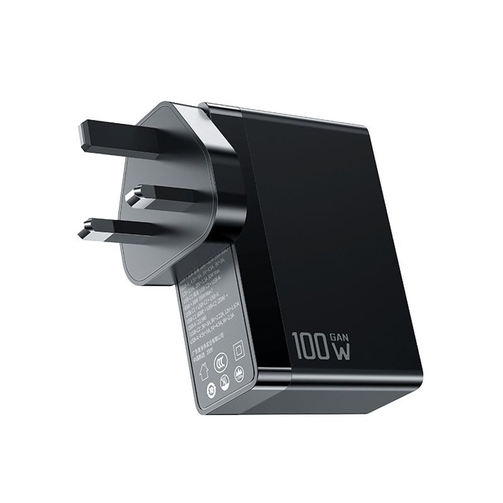 Mcdodo - Universal Travel Adapter Nuc AR Power Series (CH-8101 Pro) - UK/US/EU Plug, 2x Type-C, USB-A, 100W, GaN - Black