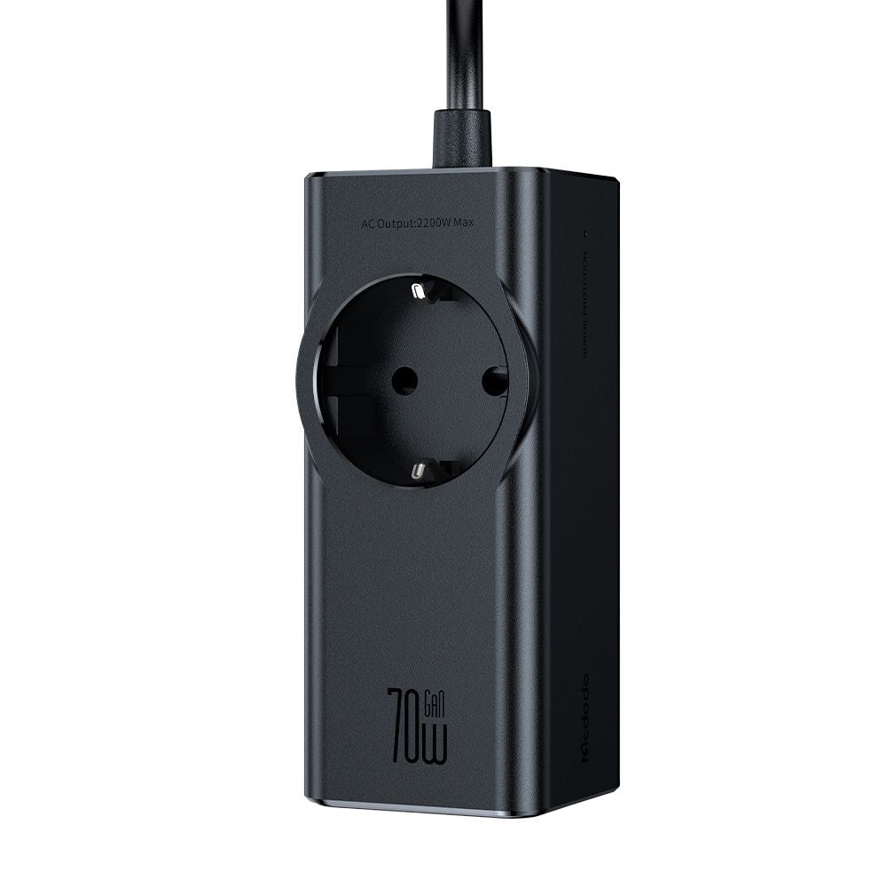 Mcdodo - 4in1 Extension Cord Super Cube Series (CH-4620) - Schuko, 2x Type-C, USB-A, 70W, GaN Technology, 1.5m - Black