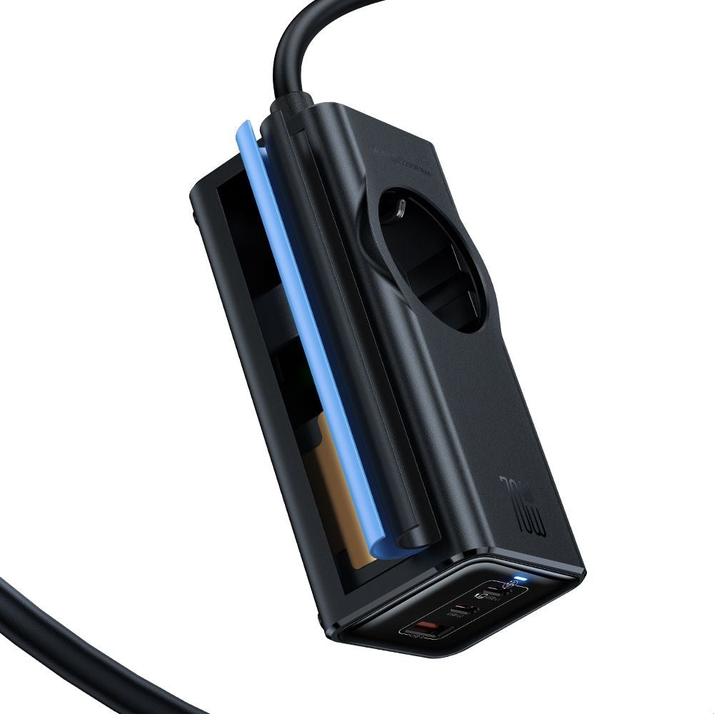 Mcdodo - 4in1 Extension Cord Super Cube Series (CH-4620) - Schuko, 2x Type-C, USB-A, 70W, GaN Technology, 1.5m - Black