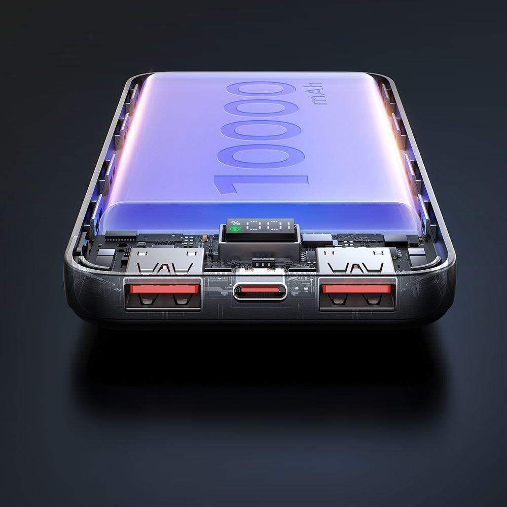 Mcdodo - Power Bank (MC-4220) - Type-C + 2x USB-A Ports, 10000mAh, 22.5W, LED Display - Black