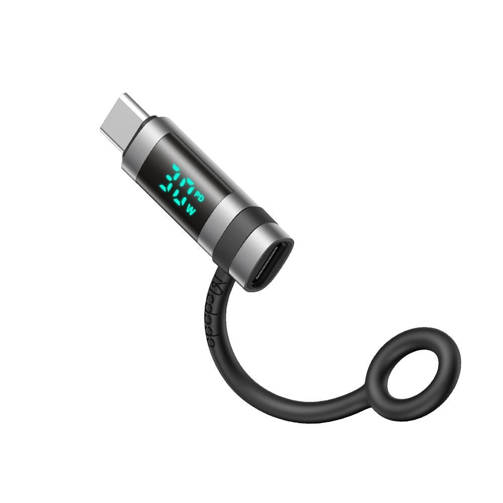 Mcdodo - Adapter Pigeon Series (OT-0180) - Silicone Hook, Aluminium Alloy, Lightning to USB-C, 60W, HD LED Display - Bla