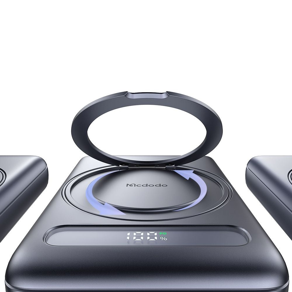 Mcdodo - Magnetic Power Bank Meta Series (MC-8371) - Built-in 360° Ring Stand, 10000mAh, 20W, Digital Display - Dark Gre