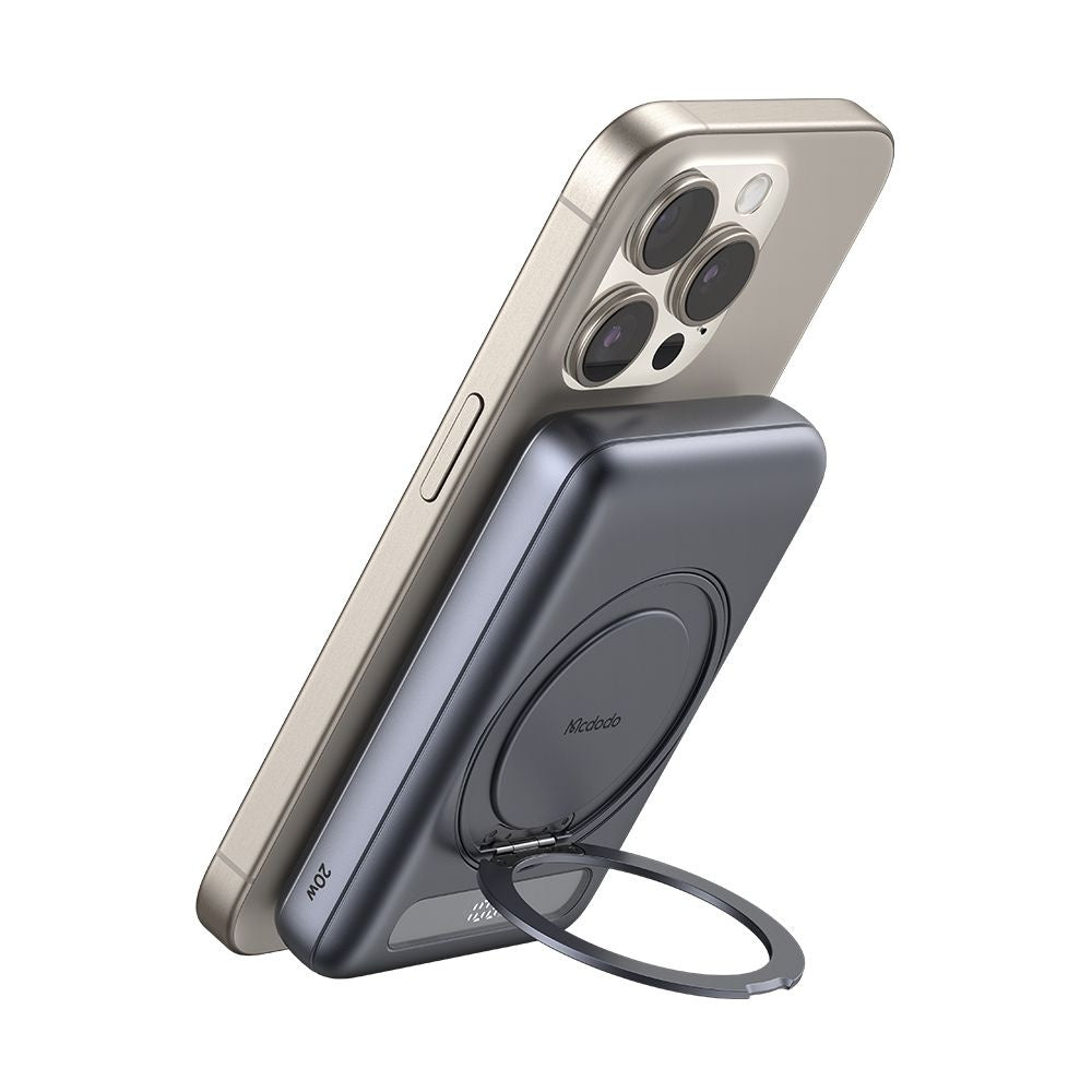 Mcdodo - Magnetic Power Bank Meta Series (MC-8371) - Built-in 360° Ring Stand, 10000mAh, 20W, Digital Display - Dark Gre