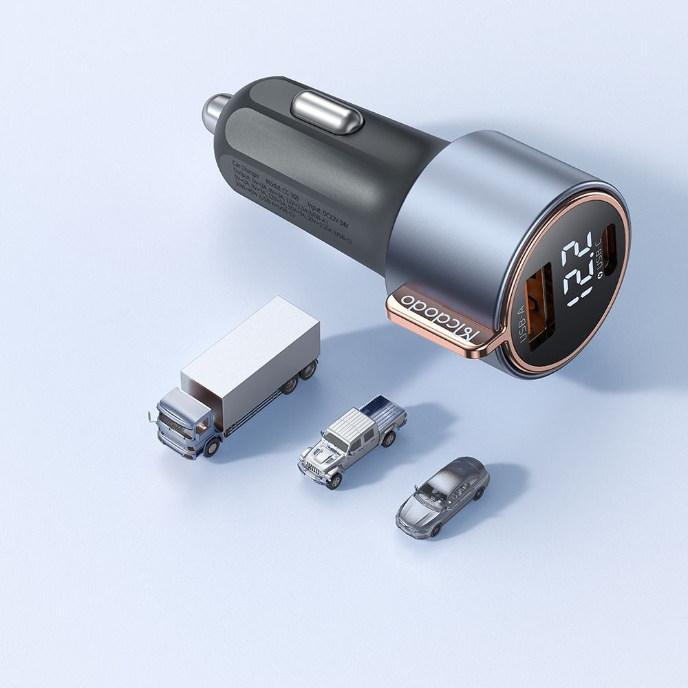 Mcdodo - Car Charger Venus Series (CC-3690) - Dual Port, Fast Charger, PD75W, Digital Display, 12-24V - Black