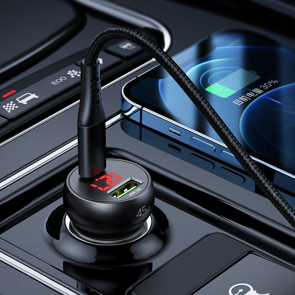 Mcdodo - Car Charger (CC-7030) - Dual Port, Fast Charging, 45W, Digital Display, Multiple Protections - Black