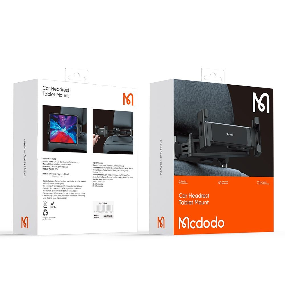Mcdodo - Car Holder (CM-4320) - for Headrest, 360° Rotation, for Phone/Tablet, 4.7 - 12.9 inch - Black