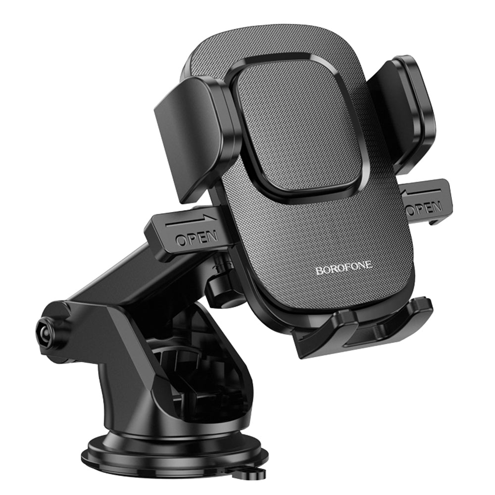 Borofone - Car Holder Dainty (BH60) - with Suction Cup, for Dashboard/Windshield, 4.5-7" Phone - Black Grey