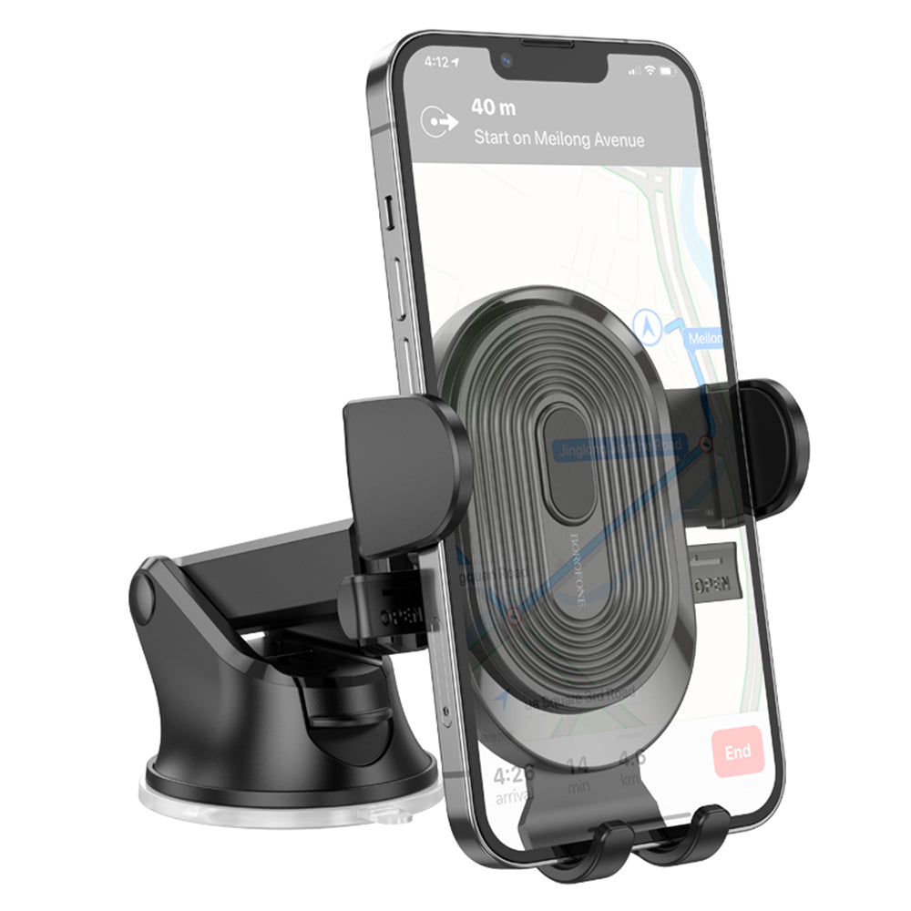 Borofone - Car Holder Experience (BH85) - with Suction Cup, for Dashboard/Windshield, 360° Adjust, Telescopic Arm, 4.7–7