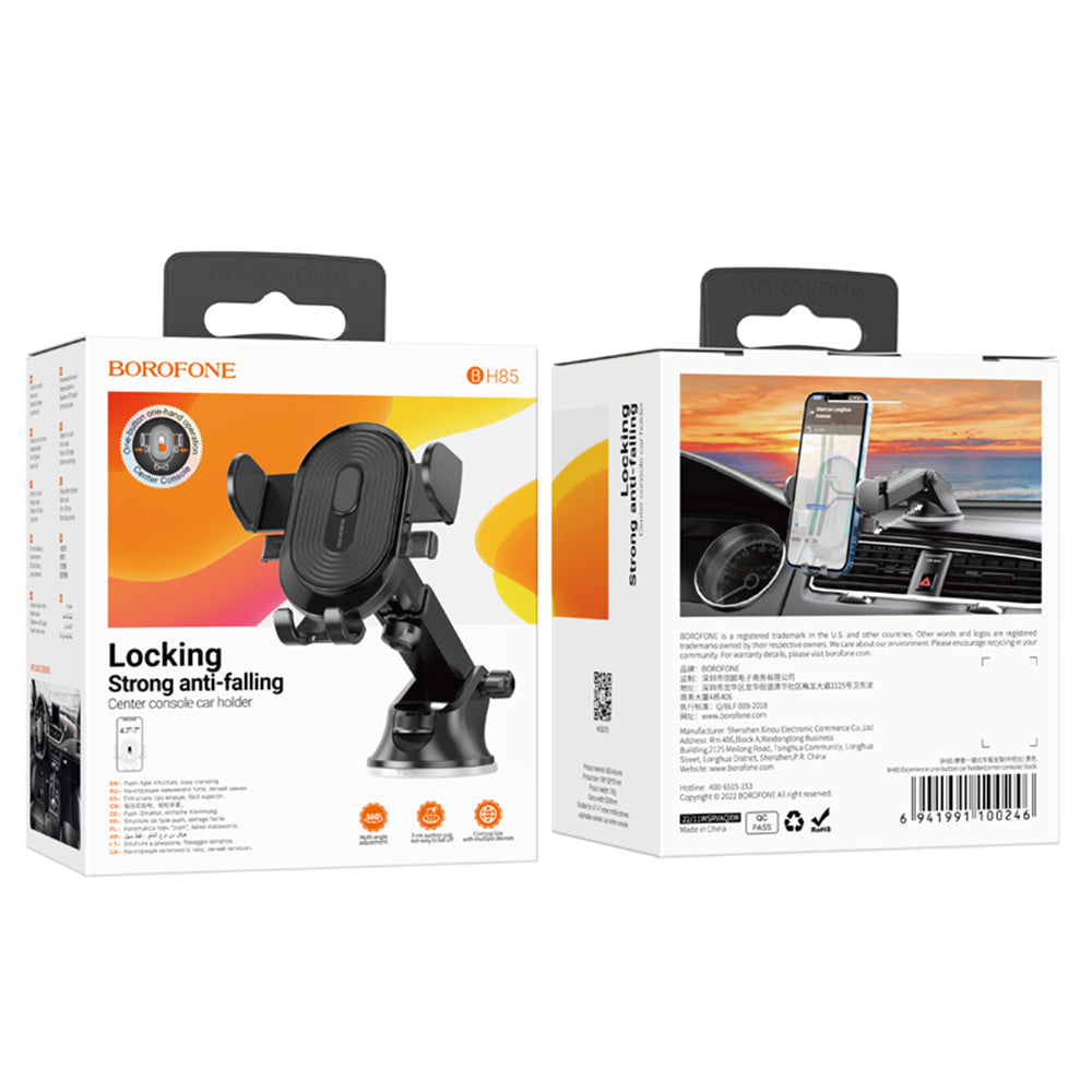 Borofone - Car Holder Experience (BH85) - with Suction Cup, for Dashboard/Windshield, 360° Adjust, Telescopic Arm, 4.7–7